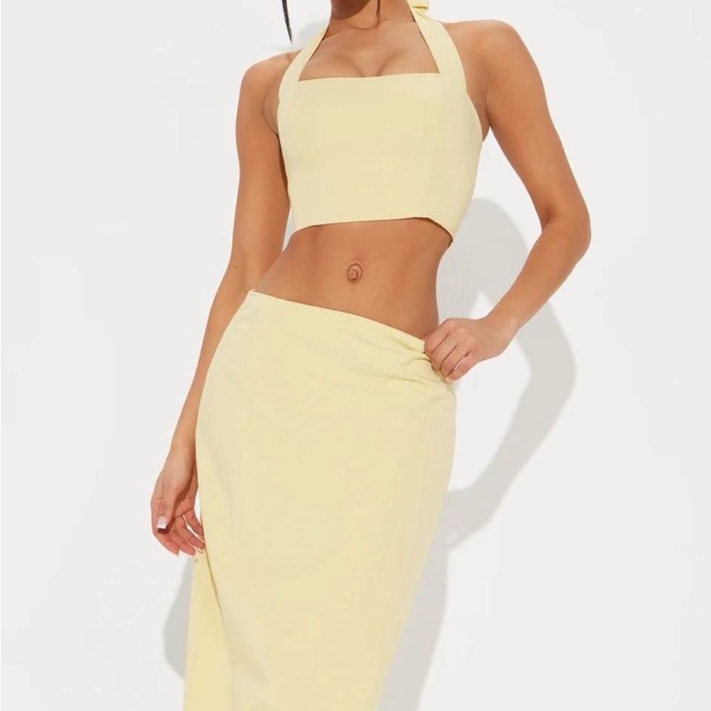 Fashion nova- yellow linen skirt set ✨